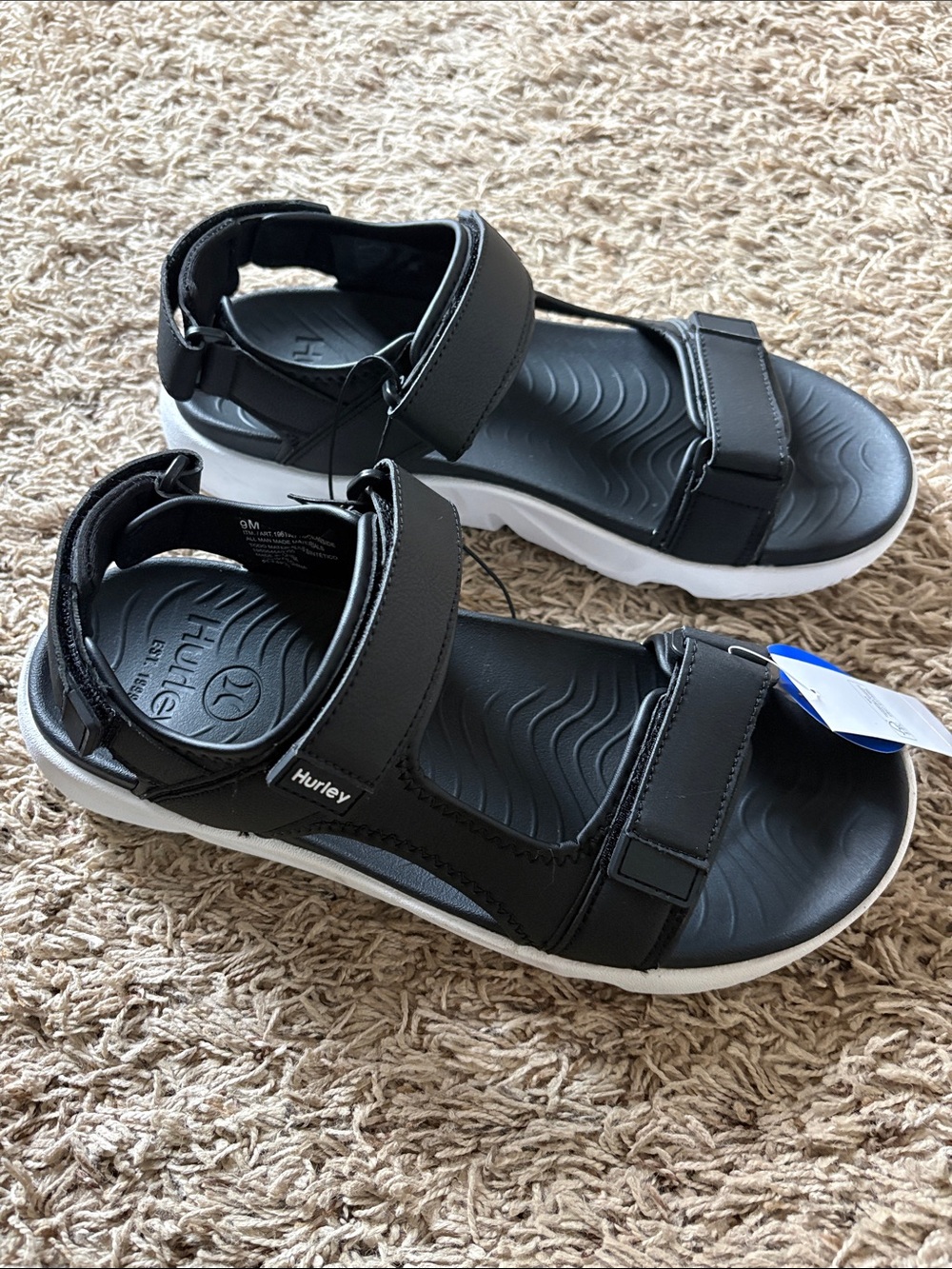 New Hurley black sandals easy ties men’s